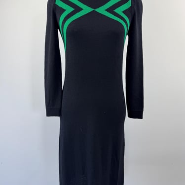 1980s St. John Knit Dress with Green Stripes 