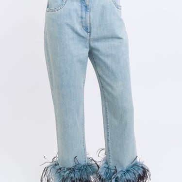 Ostrich Feather Denim Pant