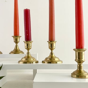 Vintage Solid Brass Candlesticks, Short Taper Candle Holders 