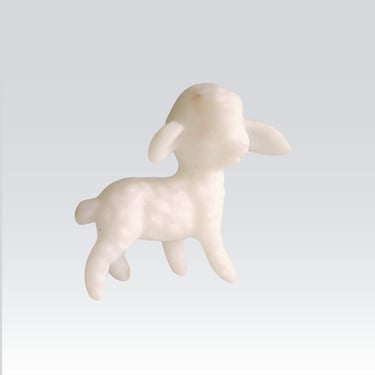 Vintage 1 inch White Plastic Sheep or Lamb, Miniature Figure 