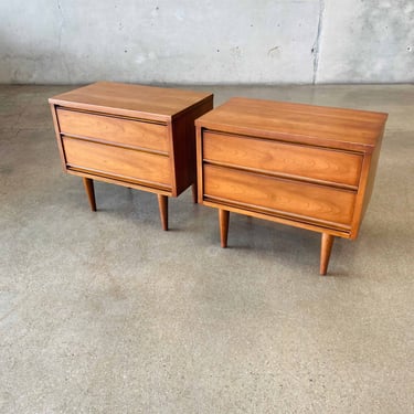 Mid Century Walnut Nightstands by Harmony House