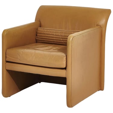 Postmodern Tan Leather Lounge Chair