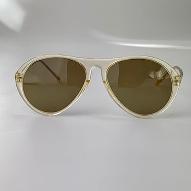 1930's - 40's Translucent Sunglasses - Apple Juice Colored Frames - Brown Glass Lenses - Thin and Delicate 
