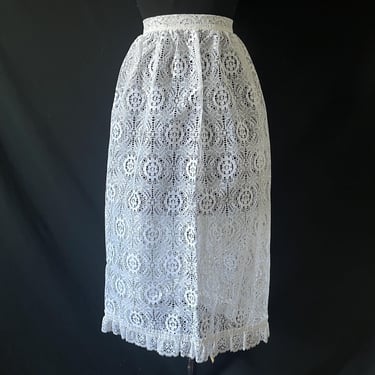 white lace apron vintage sheer ruffled skirt saver vintage housewife 