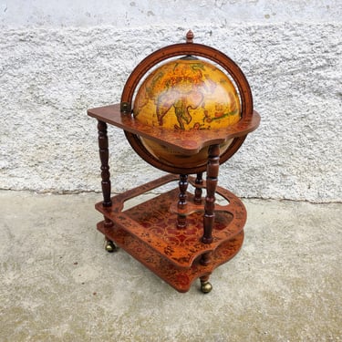 Vintage Large Coctail Bar/ Retro Globe Coctail Bar/ Mid Century Home Decor / Old World Zodiac Globe Bar/ Modern Rotating Cart / Italy /70s 