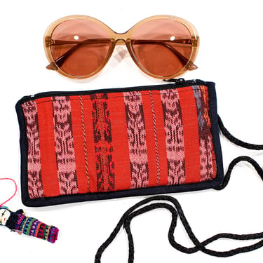 Deadstock VINTAGE: 1980s - Native Guatemala Eyeglass Pouch - Native Textile - Sunglasses Holder - Shimmery Fabric Bag - SKU 1-C2-00029744 