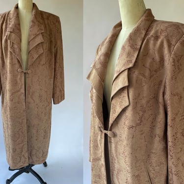 Tan Faux Suede Snake Print Blazer by Voulez Vous – New York / Faux Suded, Vintage, 1990’s, Western, Gypsy, Costume, Size 2X 