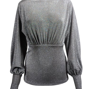 Trina Turk - Silver Metallic Stretch Knit Top Sz XS