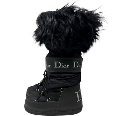 Dior Black Lace-Up Winter Boots