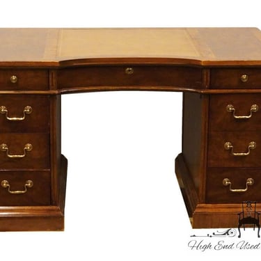 DREXEL FURNITURE Et Cetera Collection Banded Mahogany Traditional Style 52″ Writing Desk w. Tooled Leather Top 582-982 