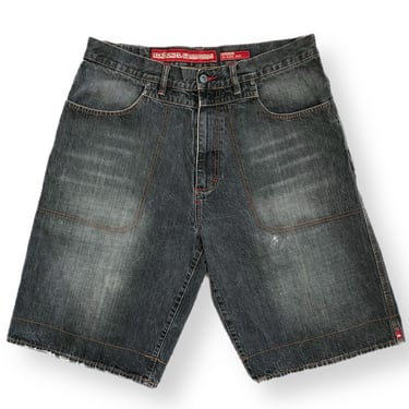 Vintage 00s/Y2K Ecko Unltd Denim Foundry 5 Pocket Low Rider Black Faded Jort/Shorts Size W34 