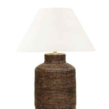 Newtown Rattan Table Lamp, Antique Brown