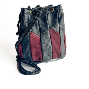 1980s Leather Drawstring Pouch Bag