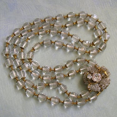 Vintage Miriam Haskell Clear Glass Necklace, Old Haskell Glass Necklace, Vintage Haskell Necklace  (#4388) 