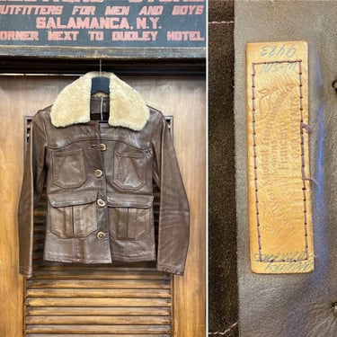 Vintage 1960’s East West Musical Instruments Leather Mouton Hippie Jacket, 60’s Rocker Style, Vintage Leather, Vintage Clothing 