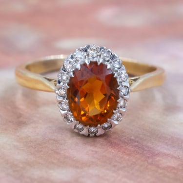 Madeira Citrine and Diamond Halo Ring