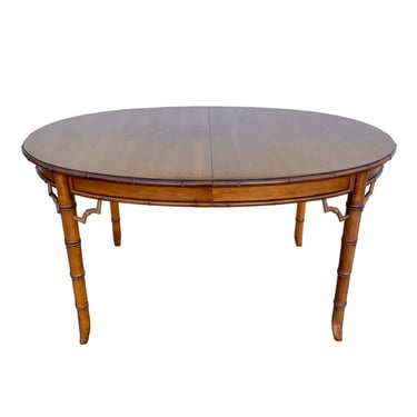 Faux Bamboo Dining Table 57x41 Oval by Dixie - Vintage Wood & Fretwork Hollywood Regency Palm Beach Coastal Furniture 