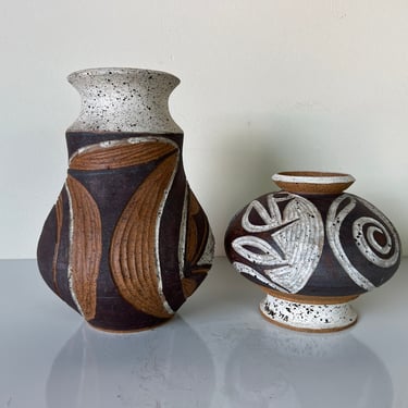 1970's Gary Wilson Organic Studio Pottery Vases - a Pair 