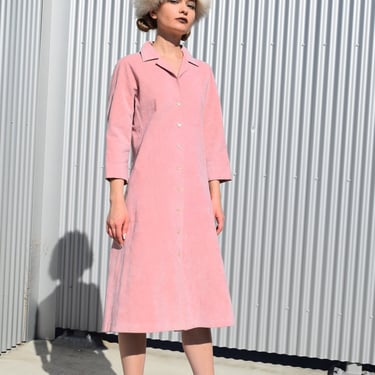 70s Halston Vintage Ultra Suede Shirt Dress Pink SZ S M 