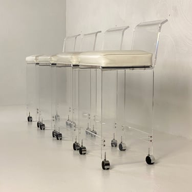 Set of 4 Lucite Counter Height Stools, Circa 1970s - *Please ask for a shipping quote before you buy. 