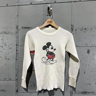 70s vintage Mickey mouse long sleeve 50/50 thermal shirt essentials versatile 