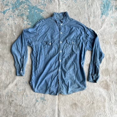 Vintage 1940s Farm Workwear Chambray Button Up Shirt 