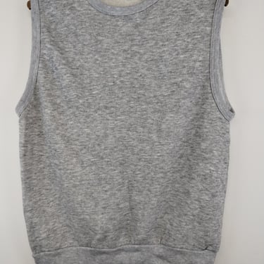 M 70s Sportswear Tank Top Sweatshirt Cotton Gray Medium 1980s 1970s Biker Moto Goth Rave Trendy Tri Blend 