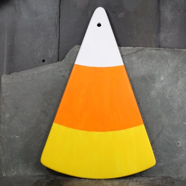 Halloween Candy Corn Wall Hanging | Circa 1980s Refurbished Wooden Candy Corn | Halloween Decor | Vintage Halloween | Bixley Shop 