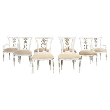 Set of Eight Michael Taylor Margot Dining Chairs Distressed