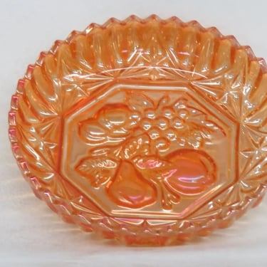 Dugan Style Carnival Glass Marigold Sawtooth Rim Fruit Design Small Bowl 3662B