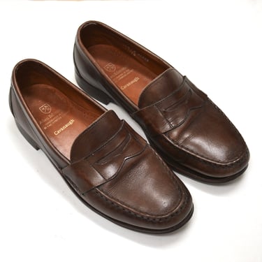 Vintage Mens Brown Loafer Dress Shoes Mens 9.5 D Allen Edmonds Brown Leather Loafers Size 9 1/2 Cavanaugh Leather penny loafers Size 9 Mens 