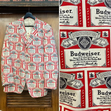 Vintage 1960’s Budweiser Beer Pop Art Blazer Sport Coat Jacket, 60’s Pop Art Jacket, 60’s Sport Coat, 60’s Beer Jacket, Vintage Clothing 