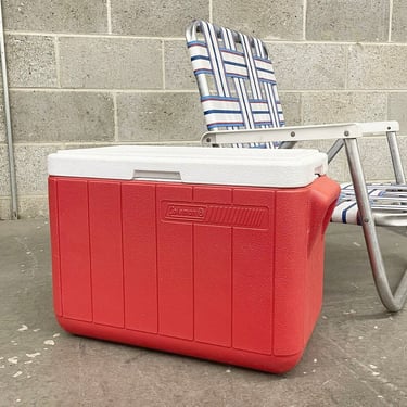 Vintage Coleman Cooler Retro 1990s Ice Chest + 5277 + Insulated + 28 Quart + Red and White Color + Portable + Outdoors + Storage 