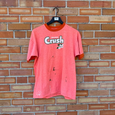 vintage 80s orange crush ringer tee / l large 