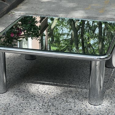 1970s Gianfranco Frattini Mirror Top Chrome Coffee Table for Cassina 