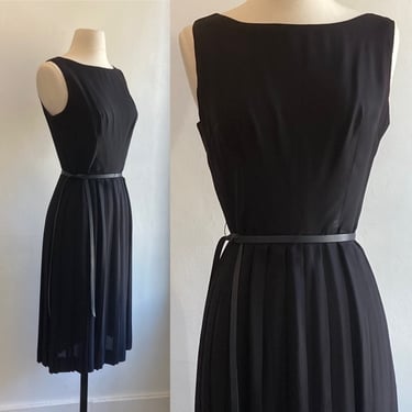 Classy Vintage 50s PLEATED SKIRT Dress / MINIMALIST Basic / Rayon Crepe 