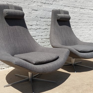 Mid Century Modern Italian Inspired High Back Swivel Chairs 