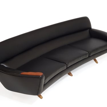 Leif Hansen Black Leather Mid-century Danish Sofa