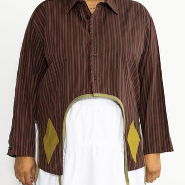 Tiberi - Brown Striped Reworked Star Shirt (1X)