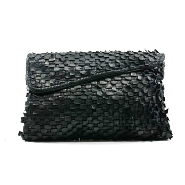 Woven Leather Envelope Clutch
