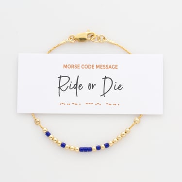 Ride or Die Morse Code Bracelet in 14K Gold filled or Sterling Silver, Friendship Bracelet, Hidden Message Bracelet for Best Friend 