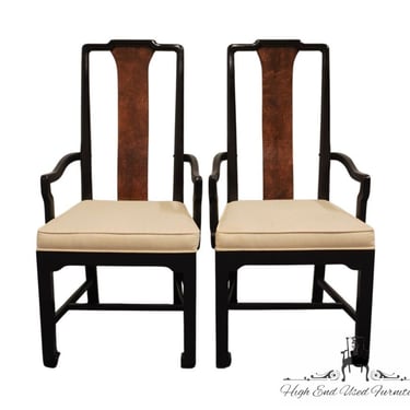 Set of 2 AMERICAN OF MARTINSVILLE Asian Chinoiserie Style Dining Arm Chairs 2520-525 