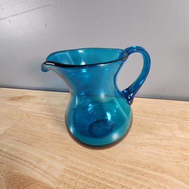 Blue Glass Pitcher Vase 