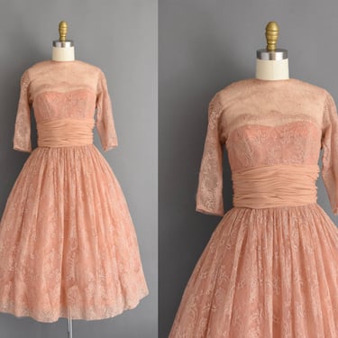 1950s French Lace Cupcake Party Dress l Medium 