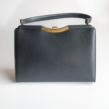 1960s Gray Vinyl Frame Hand Bag