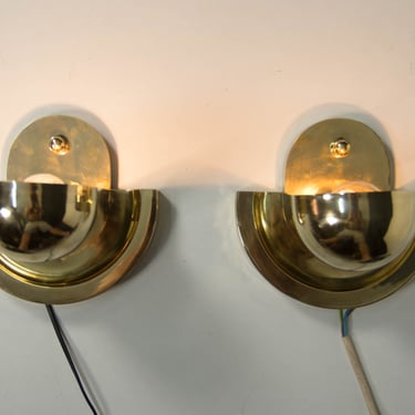 Set of Unique Cubistic Brass Wall Lamps, 1920s 