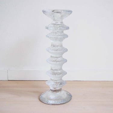 Scandinavian Modern Iittala Festivo 6 Ring Crystal Candle Holder Timo Sarpaneva Finland 1960s 