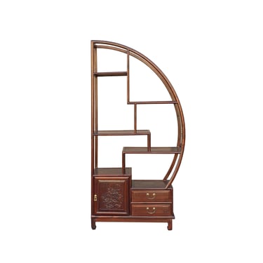 Chinese Brown Half-Round Shape Display Curio Cabinet Room Divider cs7562E 
