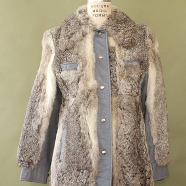 Silver Rabbit Fur Jacket S