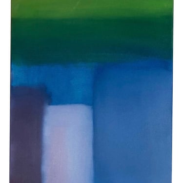 Original Abstract Blue Green Work of Contemporary Modern Art 16” X 20” 